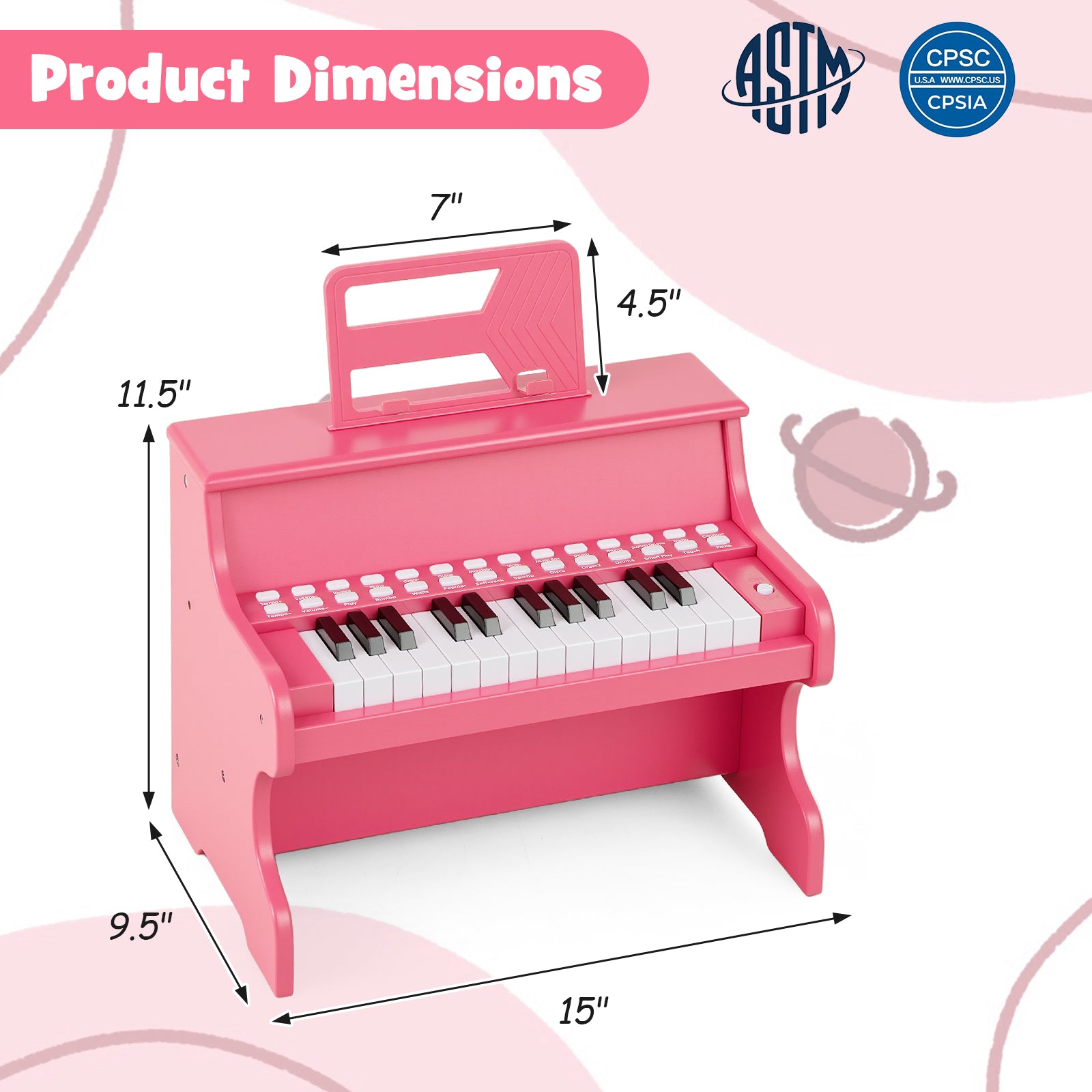 25 Keys Kids Piano Keyboard, Adjustable Speed, Teaching Mode, Pink Pianos & Keyboards at Gallery Canada