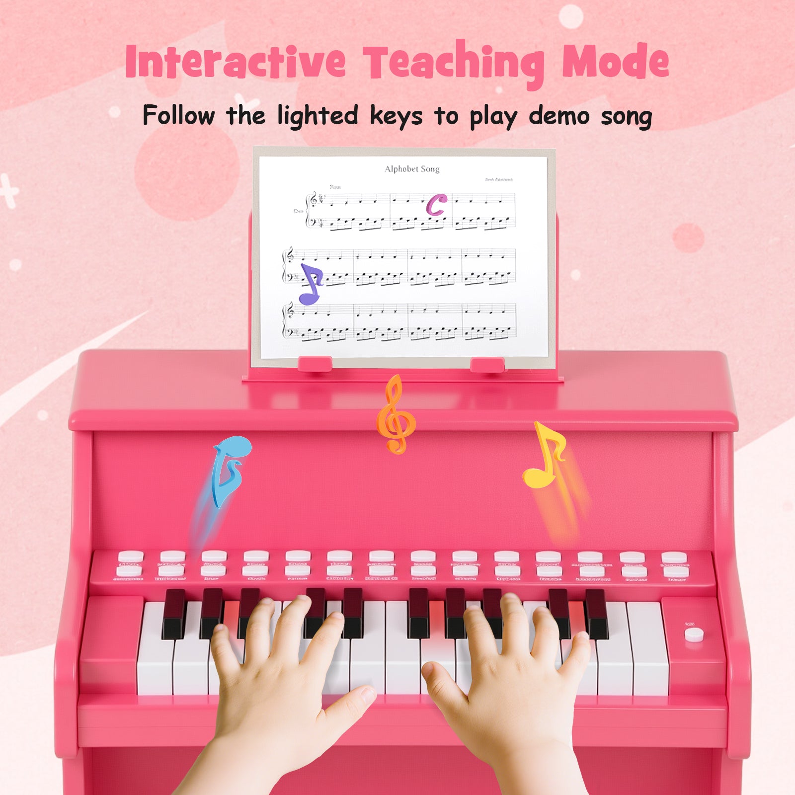 25 Keys Kids Piano Keyboard, Adjustable Speed, Teaching Mode, Pink Pianos & Keyboards at Gallery Canada