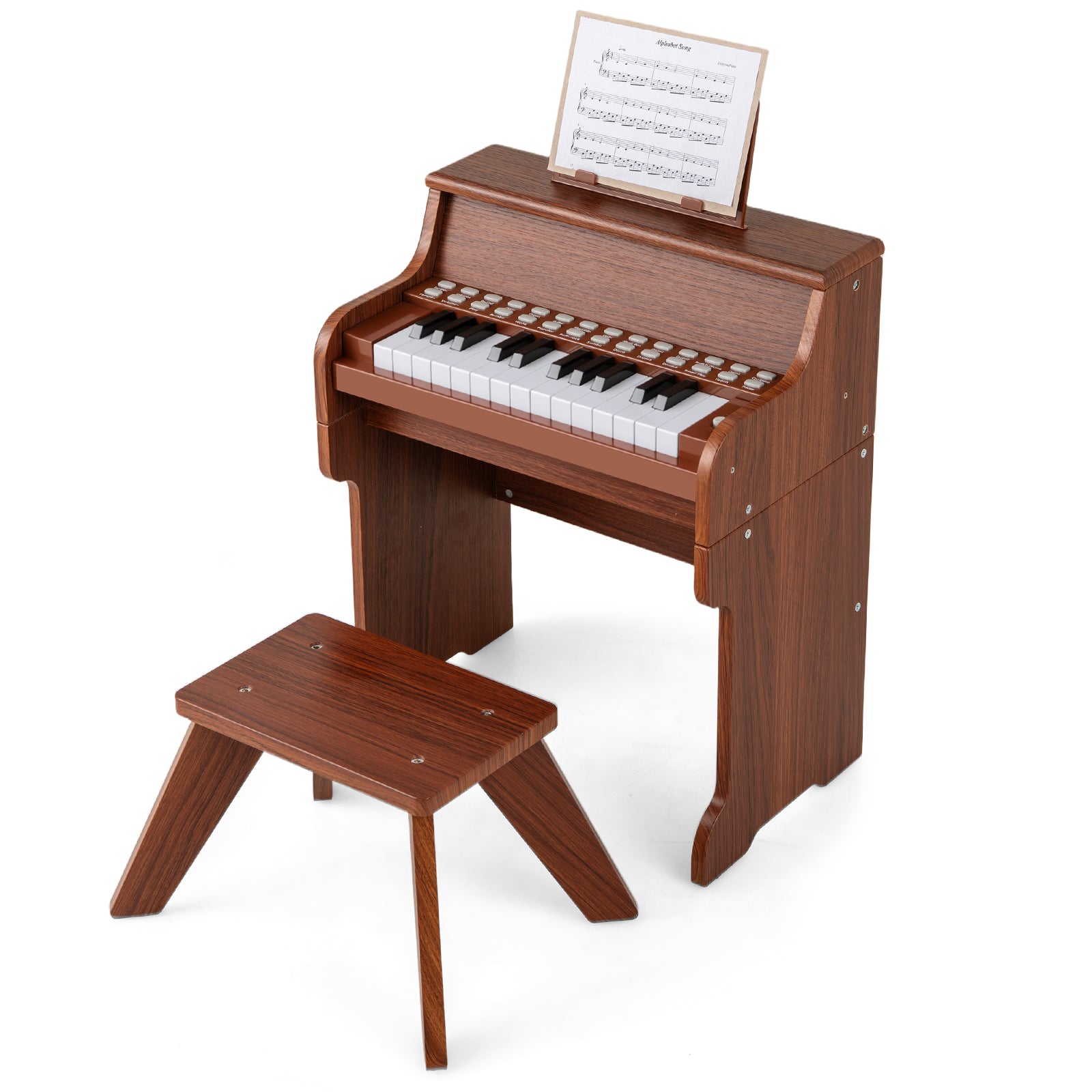 25 Keys Kids Piano Keyboard, With Stool, Adjustable Speed And Volume, Brown Pianos & Keyboards at Gallery Canada