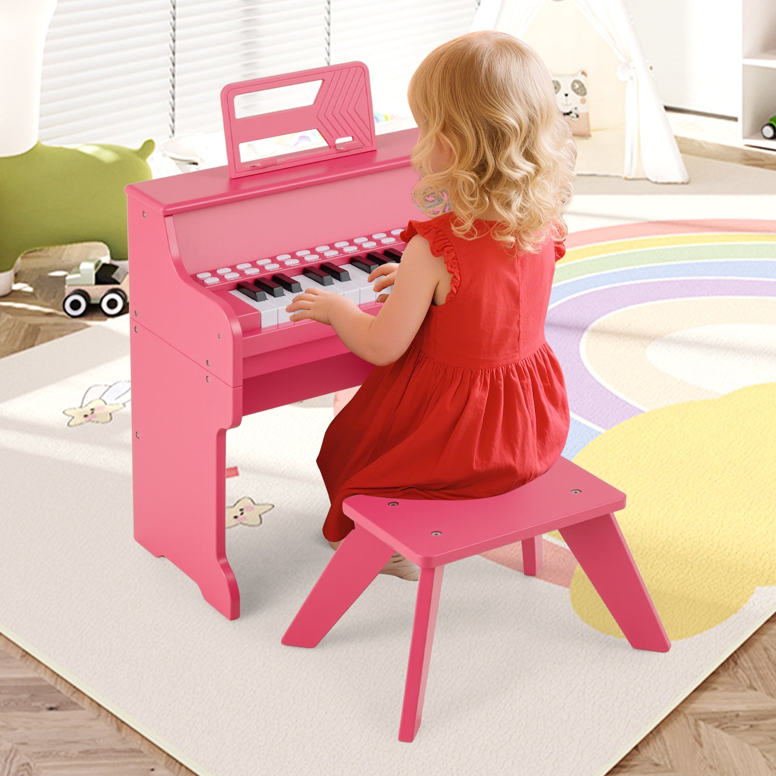 25 Keys Kids Piano Keyboard, Mini Digital Piano With Stool, Pink Pianos & Keyboards at Gallery Canada