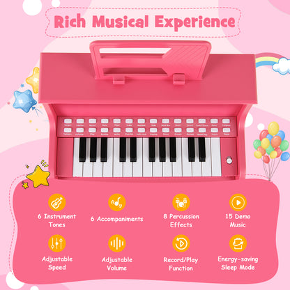 25 Keys Kids Piano Keyboard, Mini Digital Piano With Stool, Pink Pianos & Keyboards at Gallery Canada