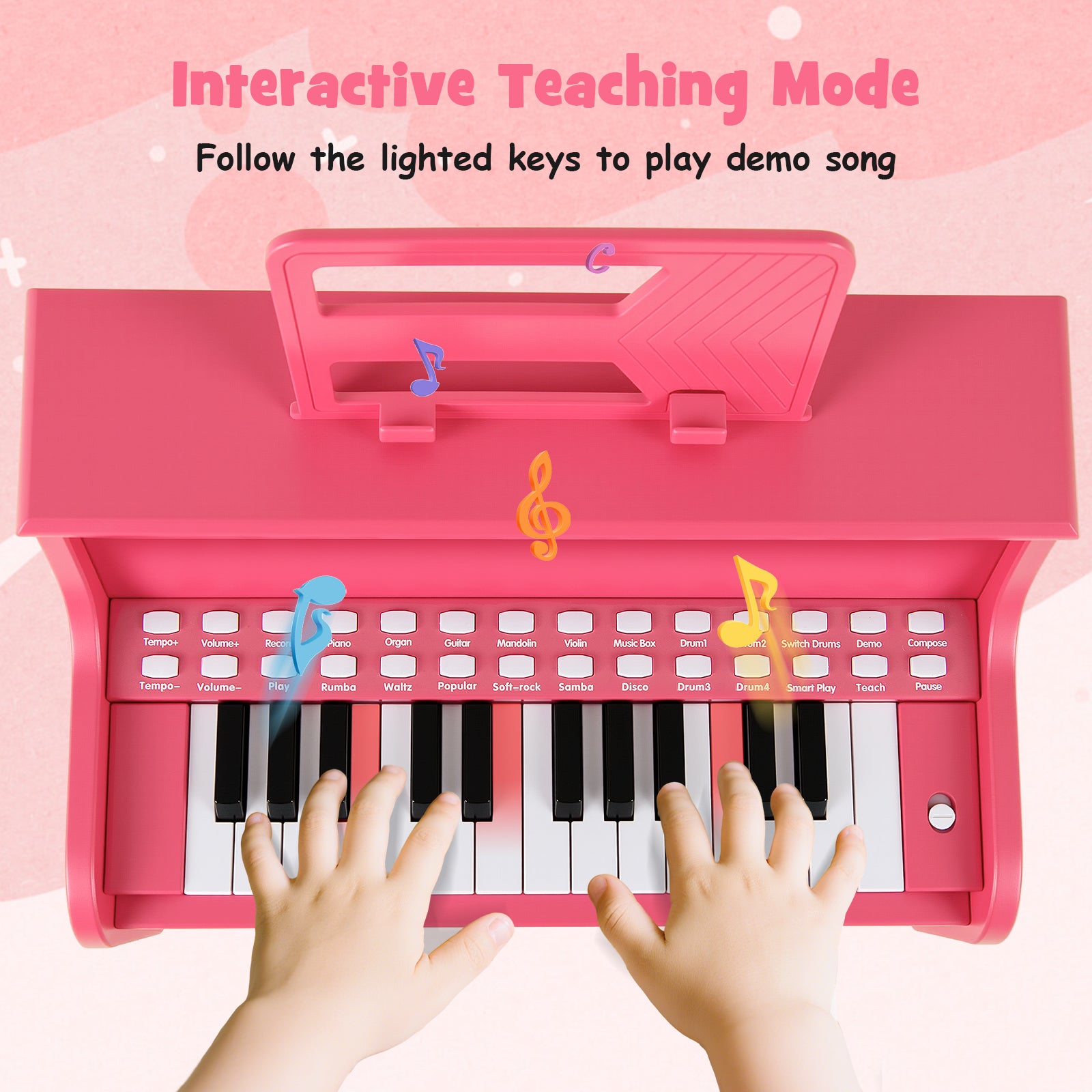25 Keys Kids Piano Keyboard, Mini Digital Piano With Stool, Pink Pianos & Keyboards at Gallery Canada