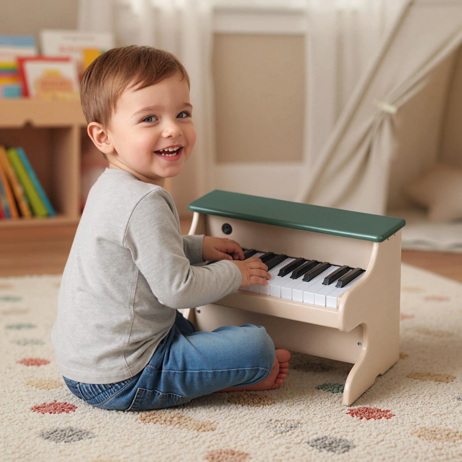 25 Keys Kids Piano Keyboard Wooden Digital Piano Toy with Removable Music Stand, Green Pianos & Keyboards at Gallery Canada