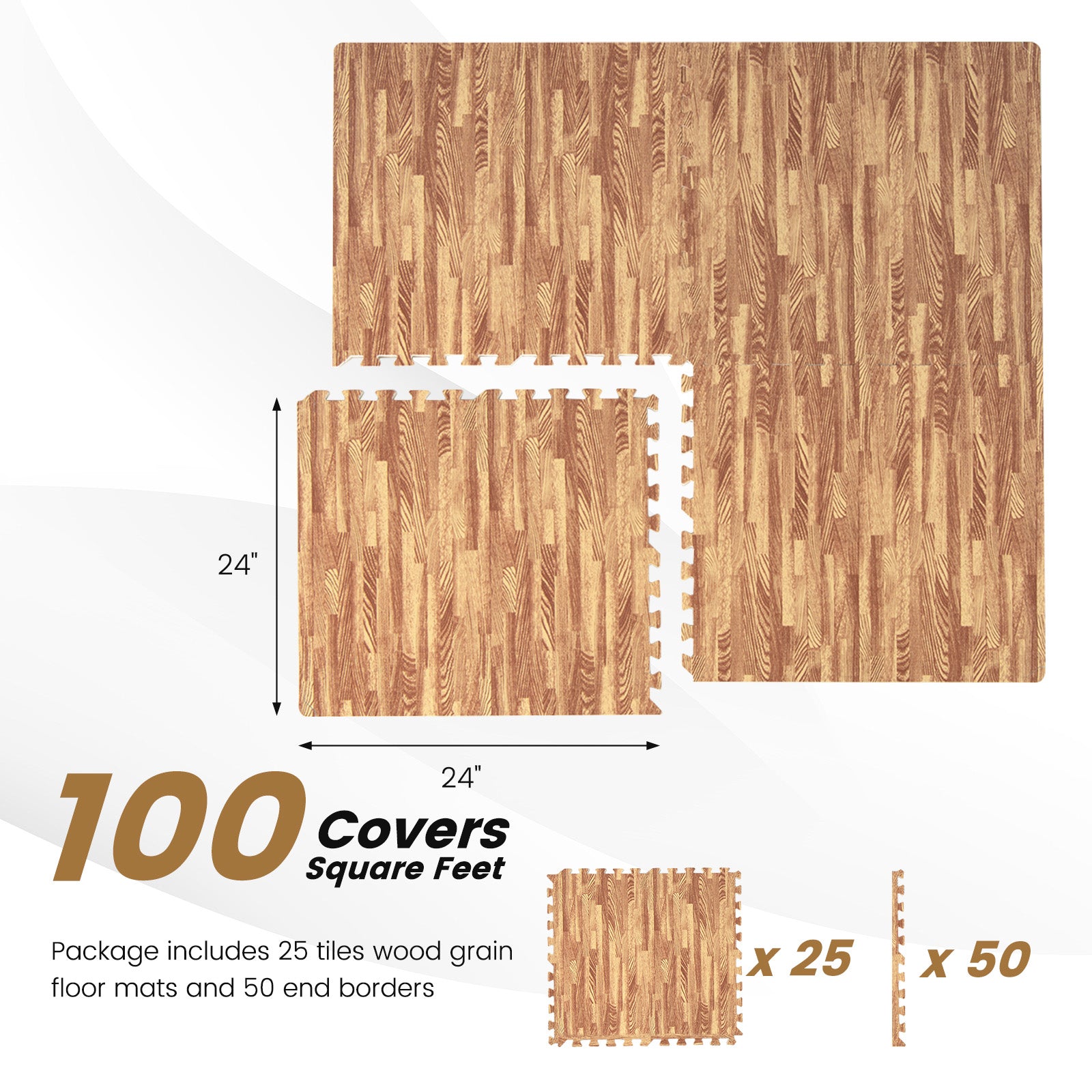 25 Tiles Wood Grain Foam Floor Mats, Natural Decorative Fencing & Flooring at Gallery Canada