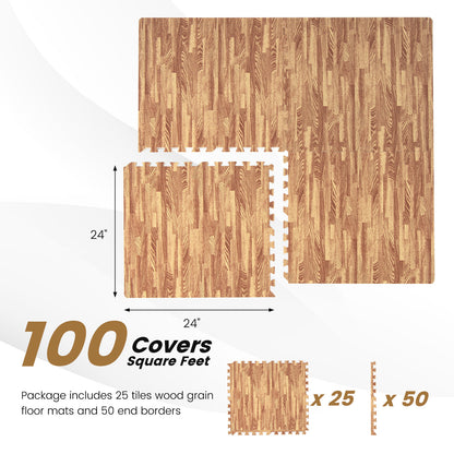 25 Tiles Wood Grain Foam Floor Mats, Natural Decorative Fencing & Flooring at Gallery Canada