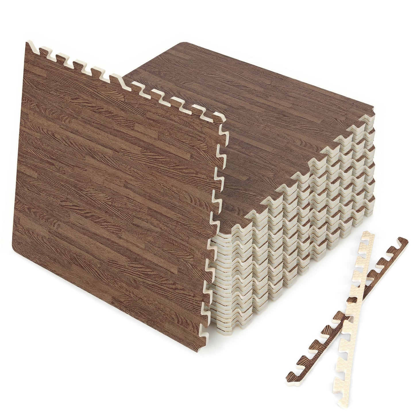 25 Tiles Wood Grain Foam Floor Mats, Brown Decorative Fencing & Flooring at Gallery Canada