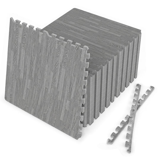 25 Tiles Wood Grain Foam Floor Mats, Gray Decorative Fencing & Flooring Gray at Gallery Canada