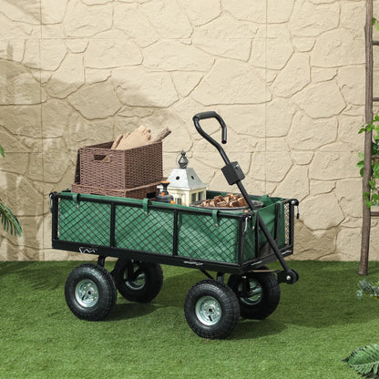 Steel Garden Cart, Removable Liner, Quick-Release Sides, 10" Wheels, 660lbs, Green Folding Garden Carts at Gallery Canada