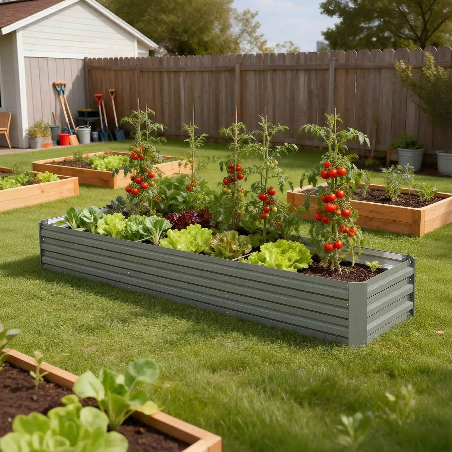 8'x2'x1' Galvanized Raised Bed, Large Elevated Planter Box, Galvanized Galvanized Planter Boxes at Gallery Canada