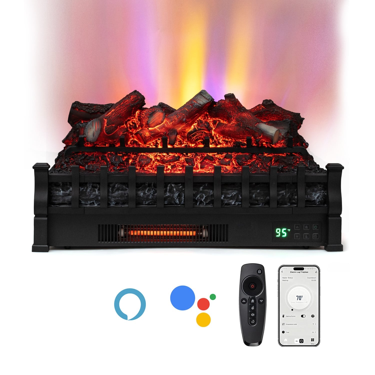 26 Inch WiFi Infrared Electric Fireplace Insert Fireplaces Black at Gallery Canada