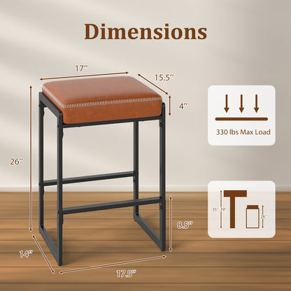 26 Inch Bar Stools Set Of 4, Faux Leather, Brown Bar Stools at Gallery Canada