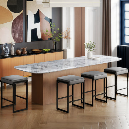 26 Inch Bar Stools Set of 2, Faux Leather Upholstered Seat, Gray Bar Stools at Gallery Canada