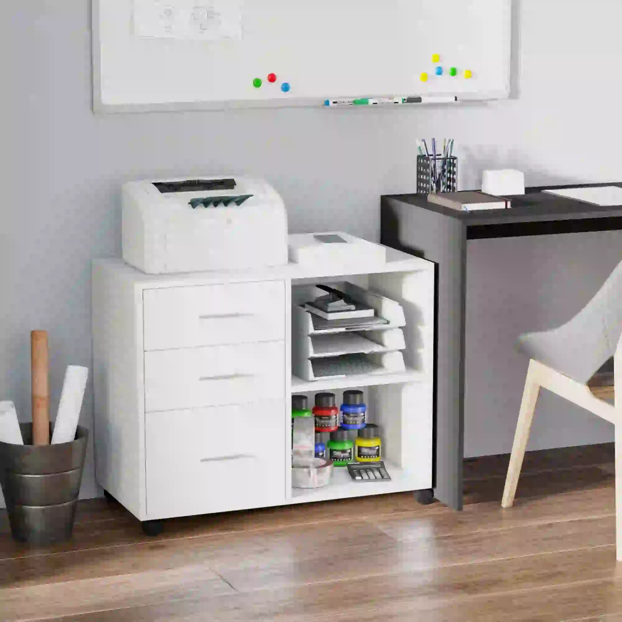 Modern 3 Drawer Lateral Filing Cabinet, Letter A4 Size, White Office Cabinets & Cupboards at Gallery Canada