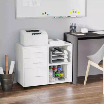 Modern 3 Drawer Lateral Filing Cabinet, Letter A4 Size, White Office Cabinets & Cupboards at Gallery Canada