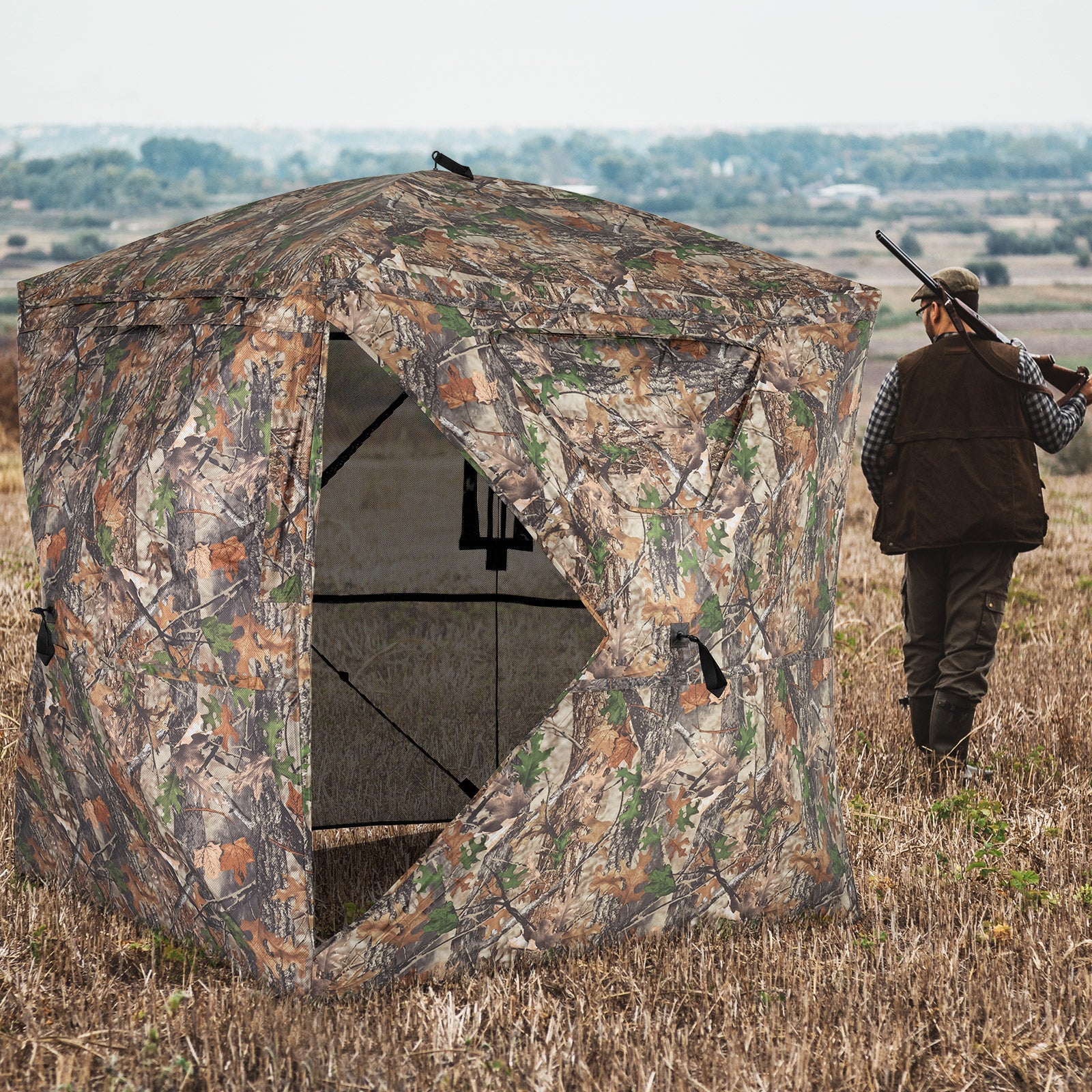 270° See Through Hunting Blind Tent with Silent Magnetic Door, Camouflage Tents at Gallery Canada