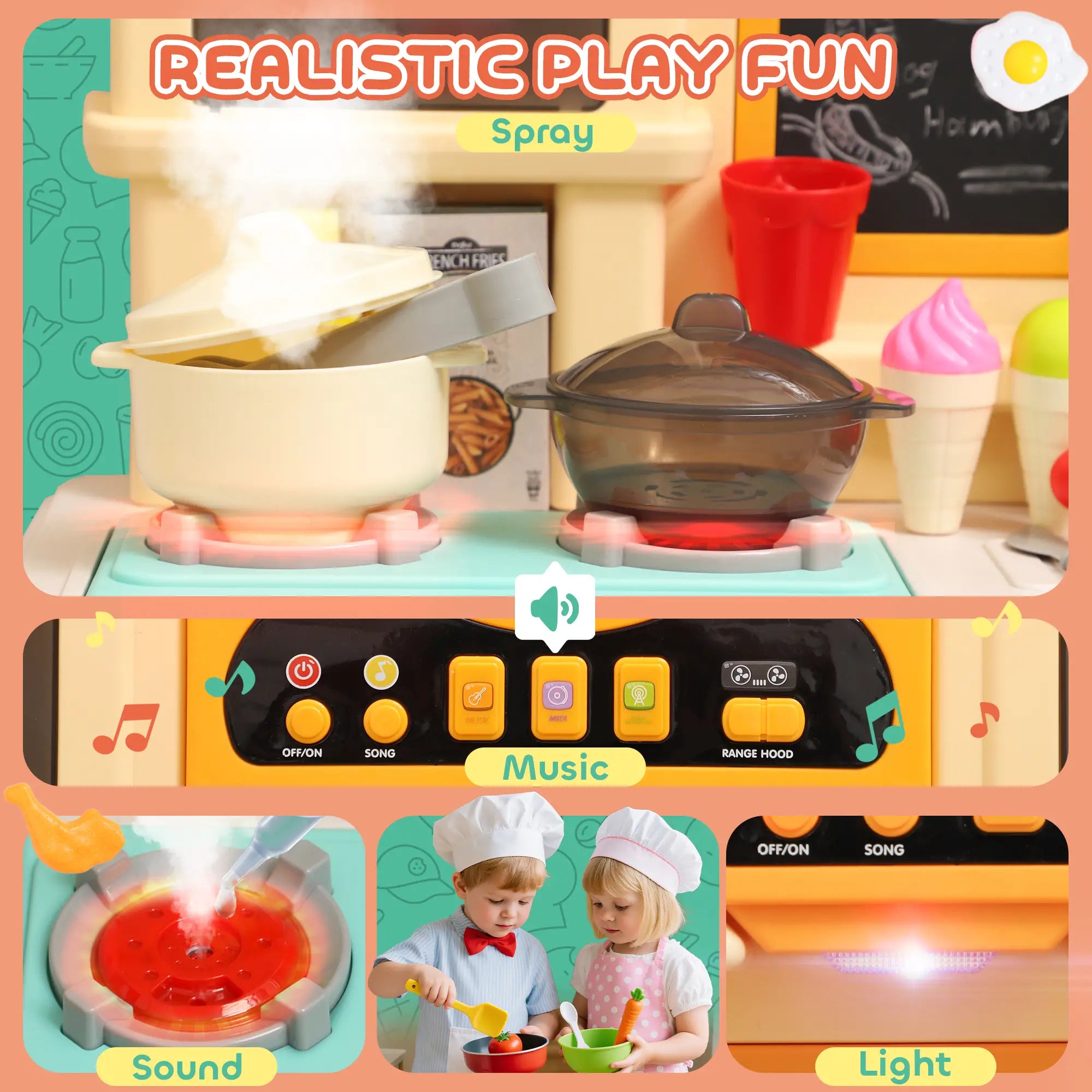 Kids Play Kitchen Set with Lights, Sounds, Pink Play Kitchen at Gallery Canada