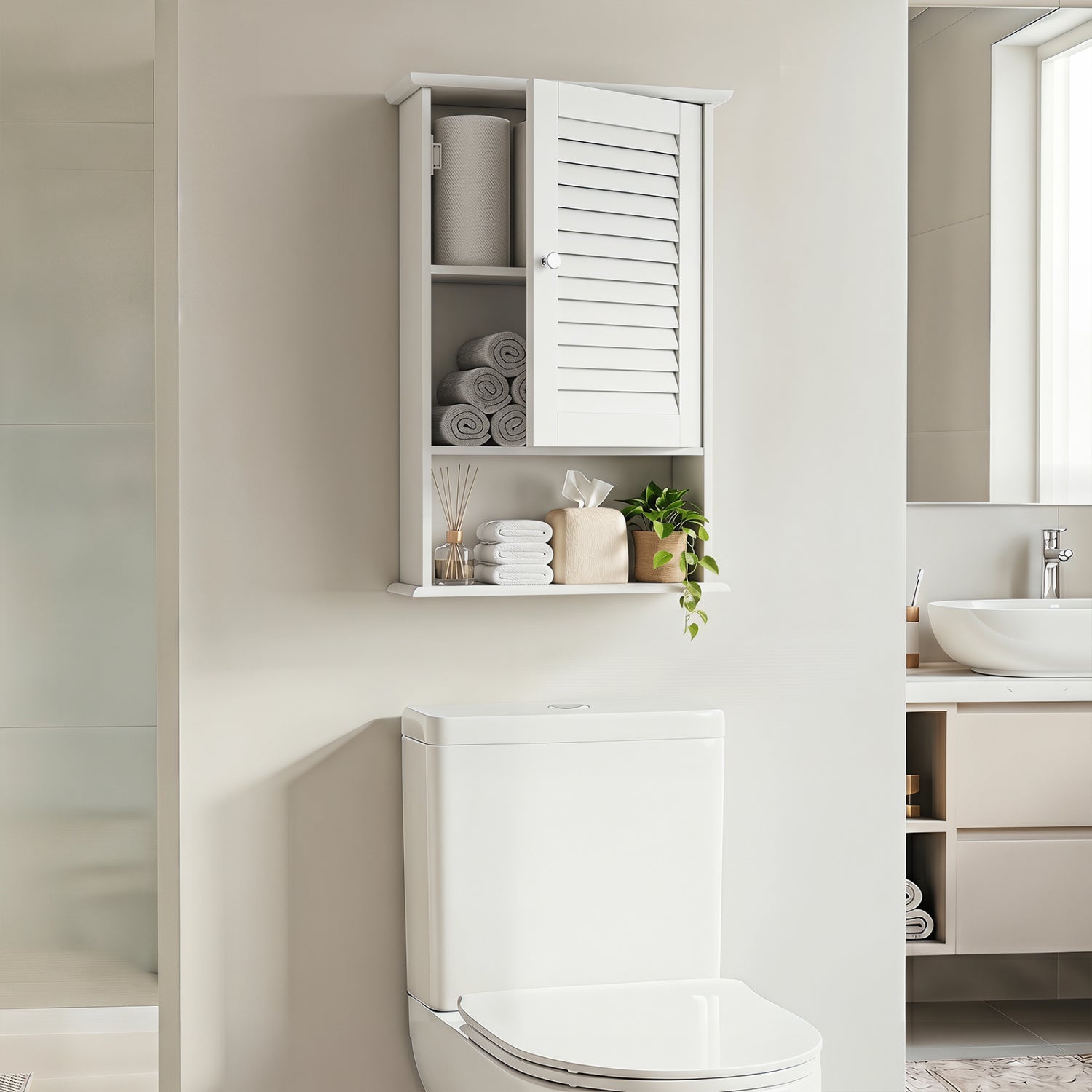 27.5 Inch H Wall Hanging Bathroom Storage Cabinet, White Wall Cabinets at Gallery Canada