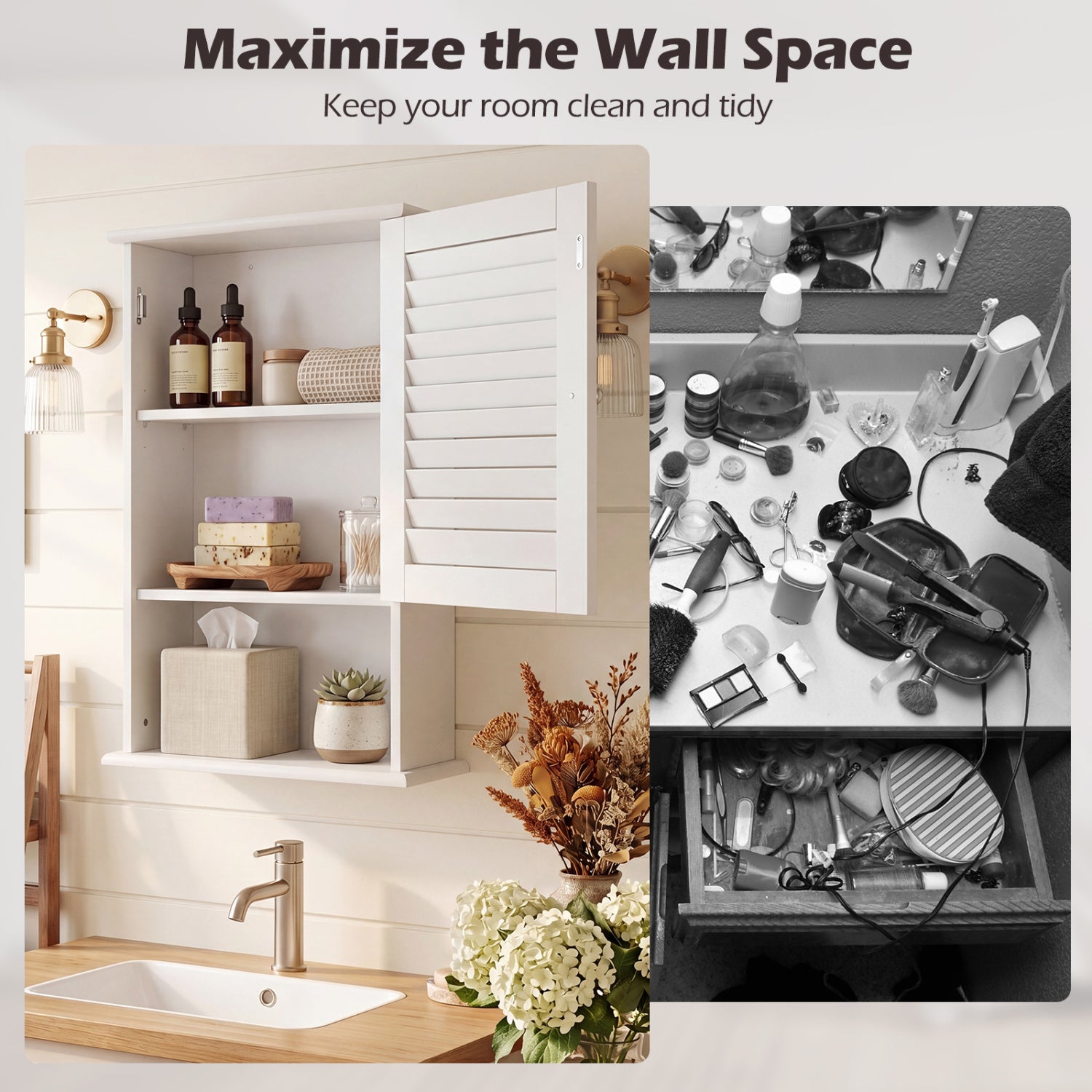 27.5 Inch H Wall Hanging Bathroom Storage Cabinet, White Wall Cabinets at Gallery Canada