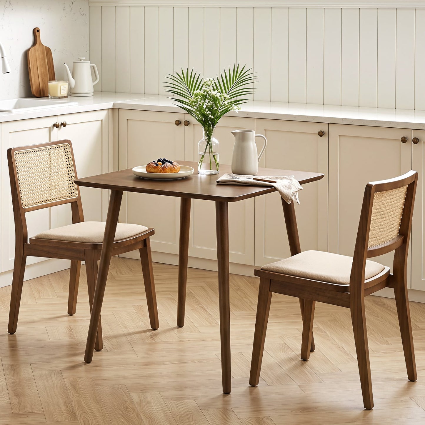 27.5" Square Wooden Dining Table for 2-4, Walnut Dining Tables at Gallery Canada