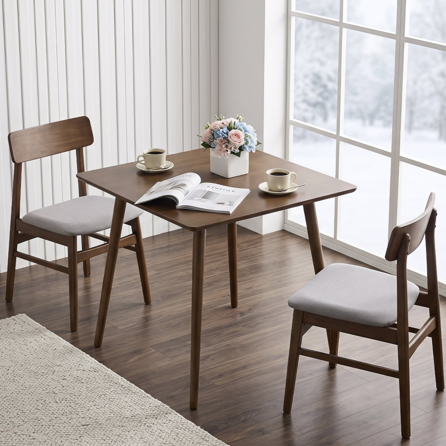 27.5" Square Wooden Dining Table for 2-4, Walnut Dining Tables at Gallery Canada
