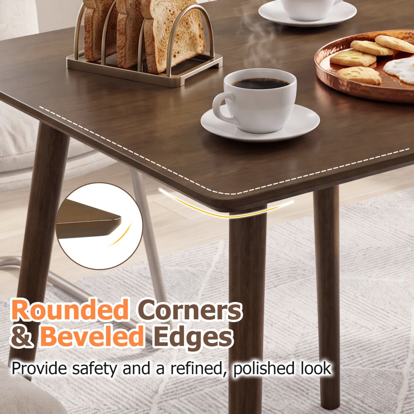 27.5" Square Wooden Dining Table for 2-4, Walnut Dining Tables at Gallery Canada