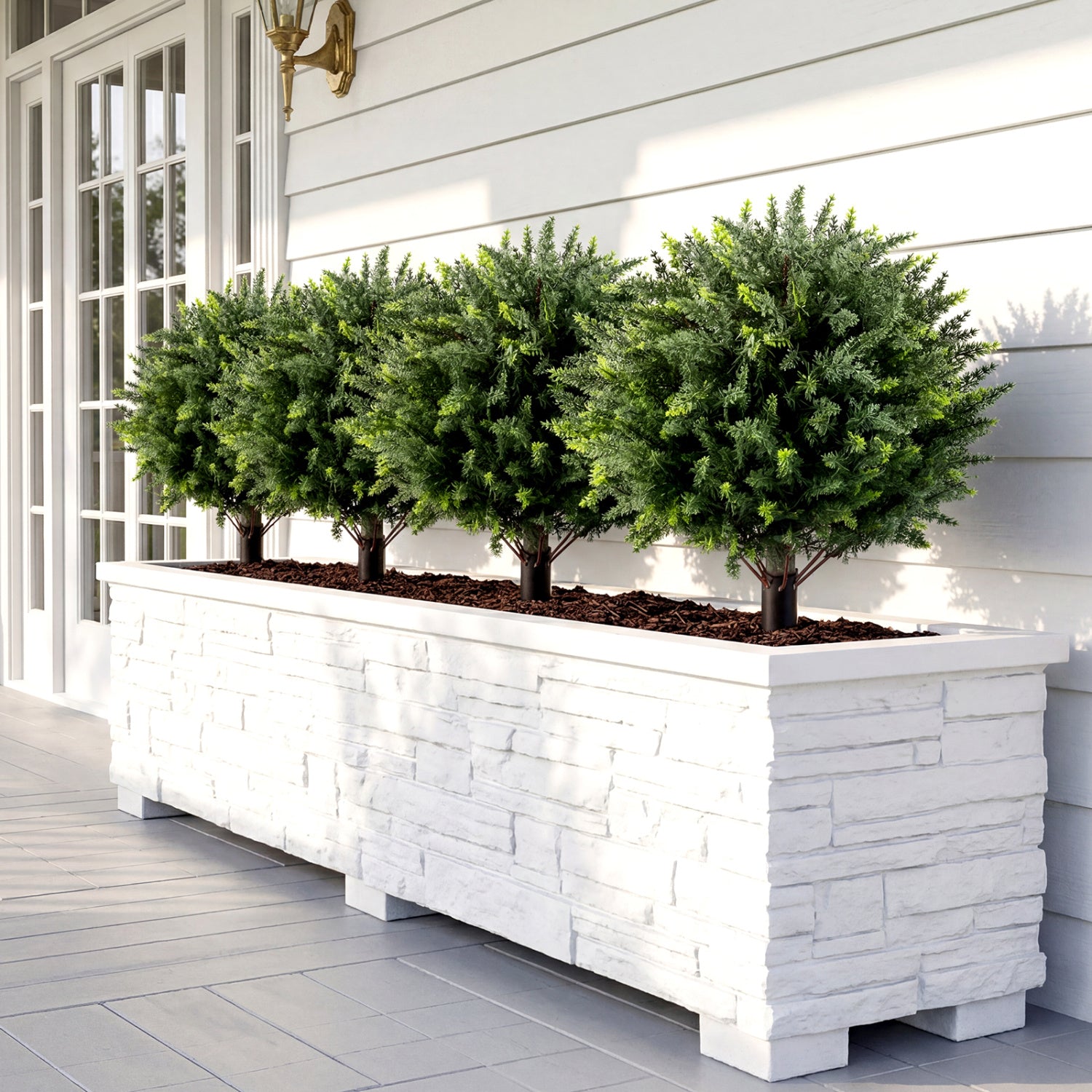 27.5 inch Artificial Cypress Topiary Trees with Ground Spikes Set of 2 Faux Plants at Gallery Canada