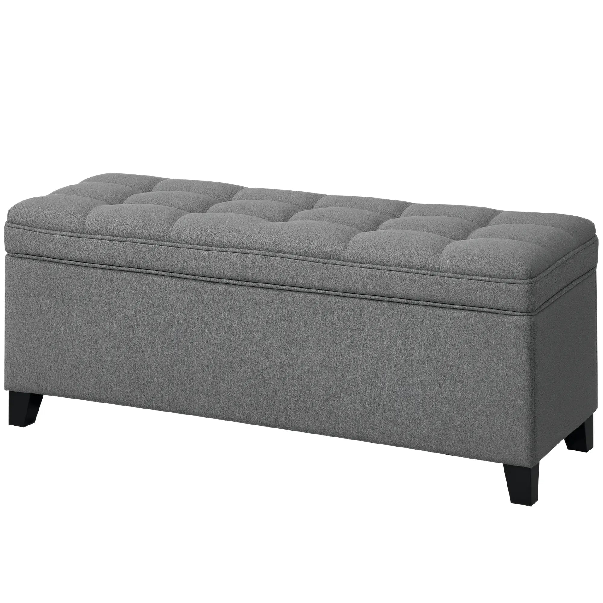 Storage Ottoman Bench, Foot Rest, 47 Inches, Dark Grey Storage Ottomans & Benches Dark Grey at Gallery Canada
