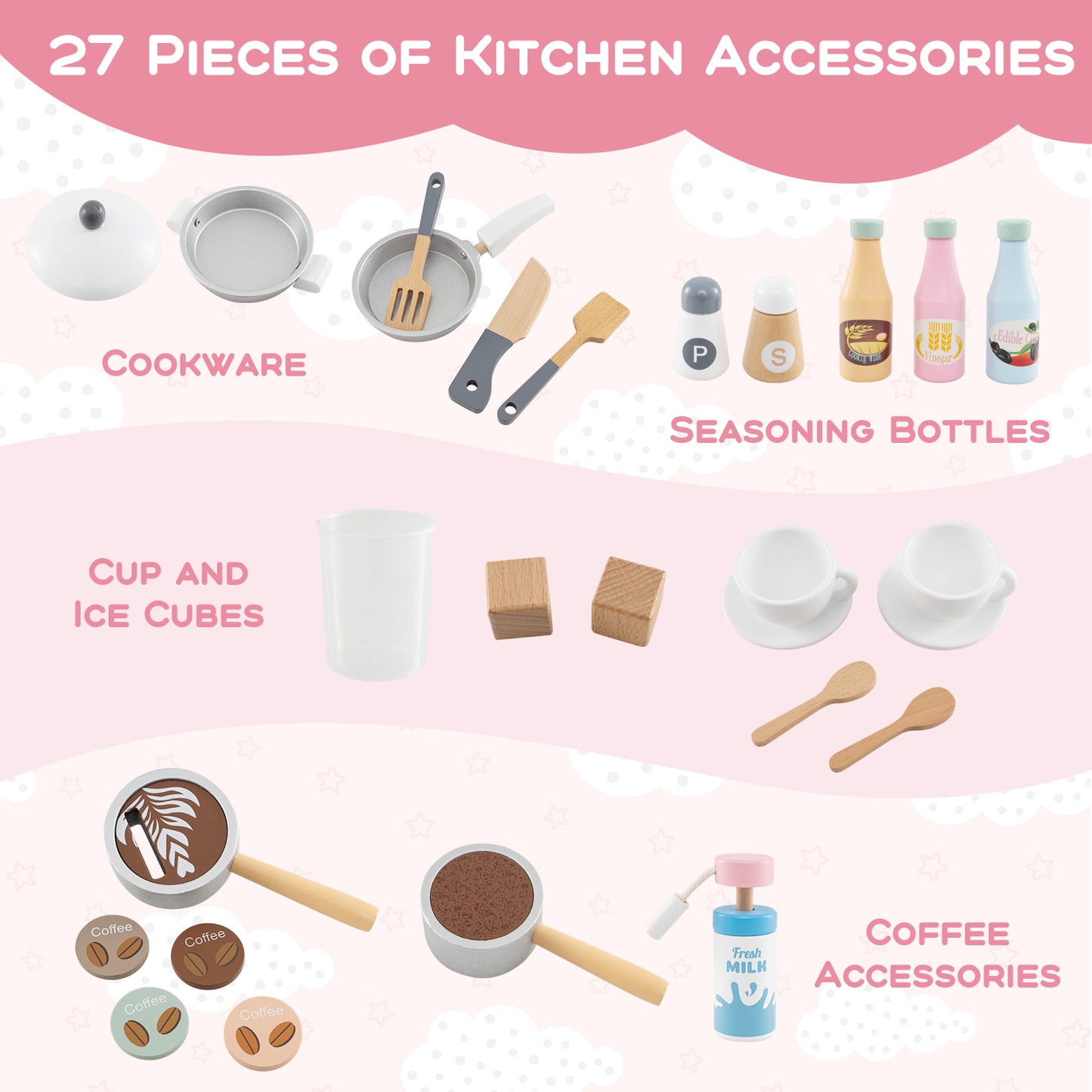 Kids Kitchen Set, Wooden, With Coffee Makers And Accessories, White Play Kitchen Sets at Gallery Canada