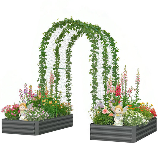 Metal Raised Garden Bed With Trellis, Galvanized Kit, Dark Grey Galvanized Planter Boxes Dark Grey at Gallery Canada