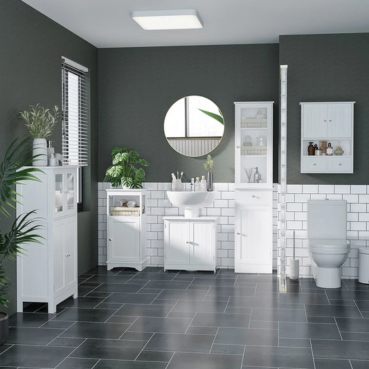 Under Sink Bathroom Cabinet, 2 Doors with Shelf, White Bathroom Cabinets White at Gallery Canada