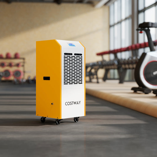290 Pints Commercial Dehumidifier with Pump and Drain Hose for Basement Warehouse, Yellow Dehumidifiers Yellow at Gallery Canada
