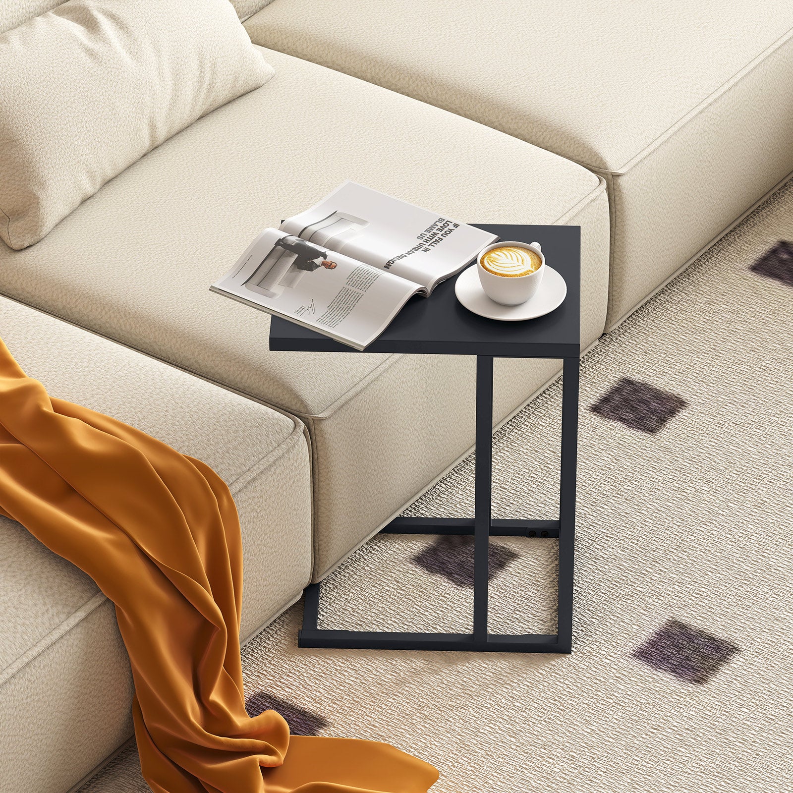 C-Shaped Side Table, Adjustable Foot Pads, Dark Gray End & Side Tables at Gallery Canada