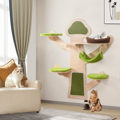 Wall Mounted Cat Tower Shelves With Bed, Green Cat Trees Condos & Scratchers at Gallery Canada