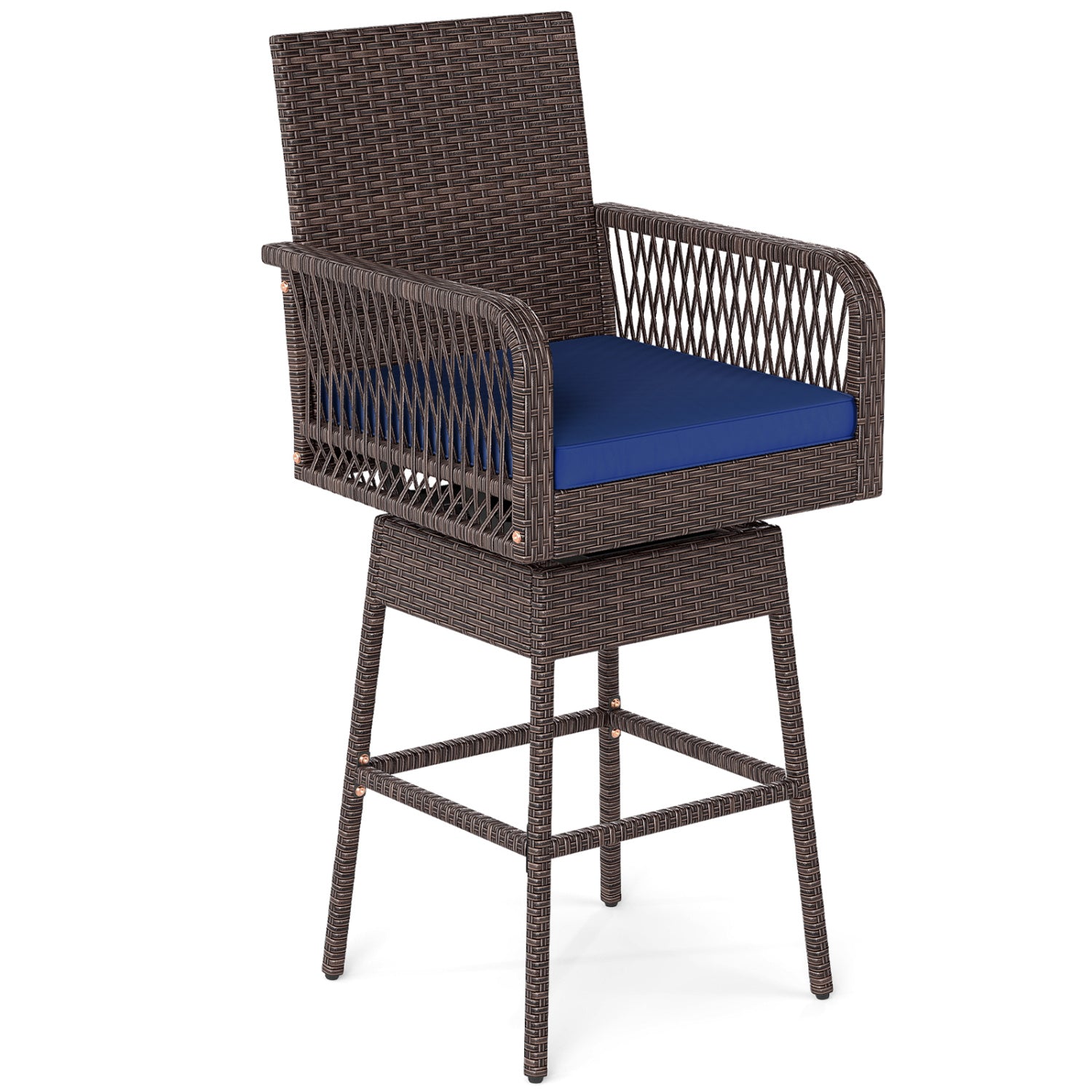 Bar Stool, 360° Swivel, with Cushion, Navy Patio Bar Furniture Navy at Gallery Canada