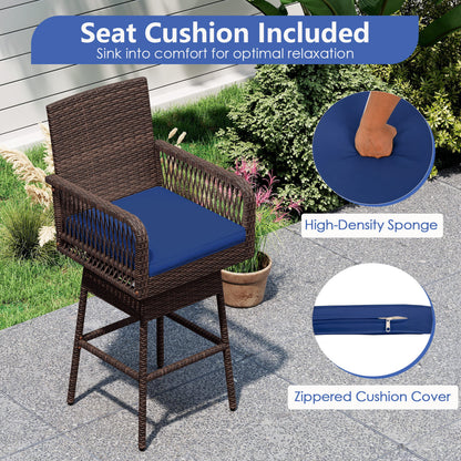 Bar Stool, 360° Swivel, with Cushion, Navy Patio Bar Furniture at Gallery Canada