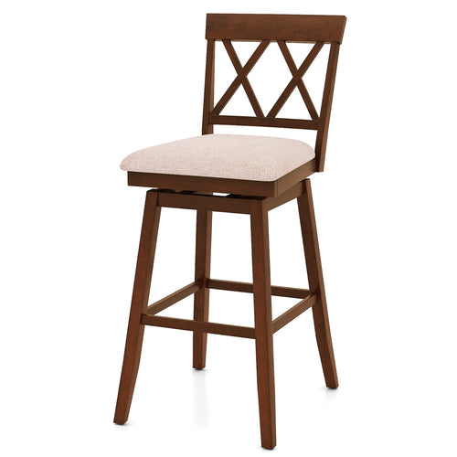 29 Inch Counter Height Barstools with Backrest and Upholstered Seat Cushion for Kitchen Dining Room, Oak