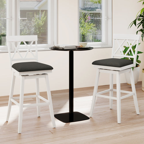 29 Inch Counter Height Barstools with Backrest and Upholstered Seat Cushion for Kitchen Dining Room, White