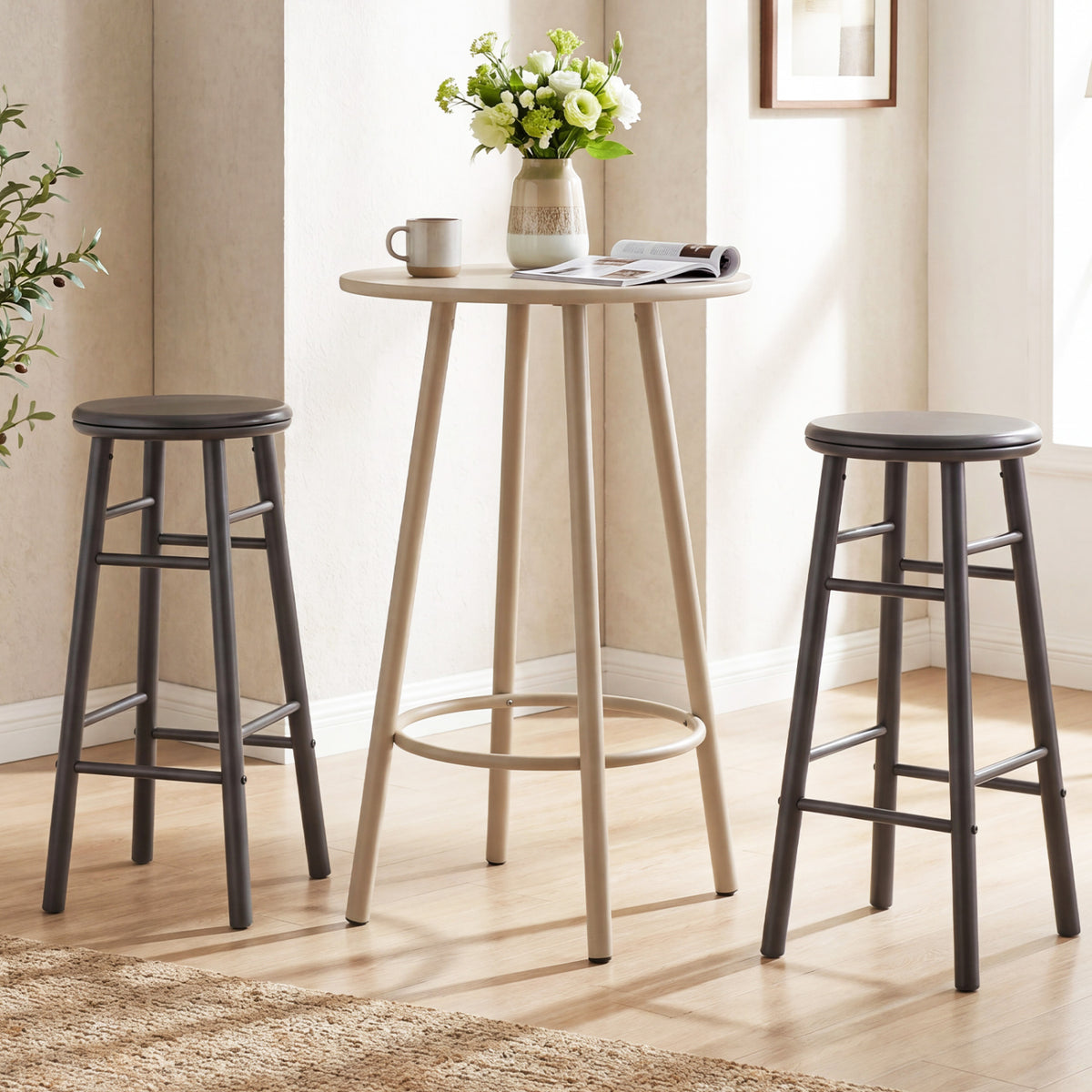 29" Swivel Bar Stools Set of 2, Gray Bar Stools at Gallery Canada