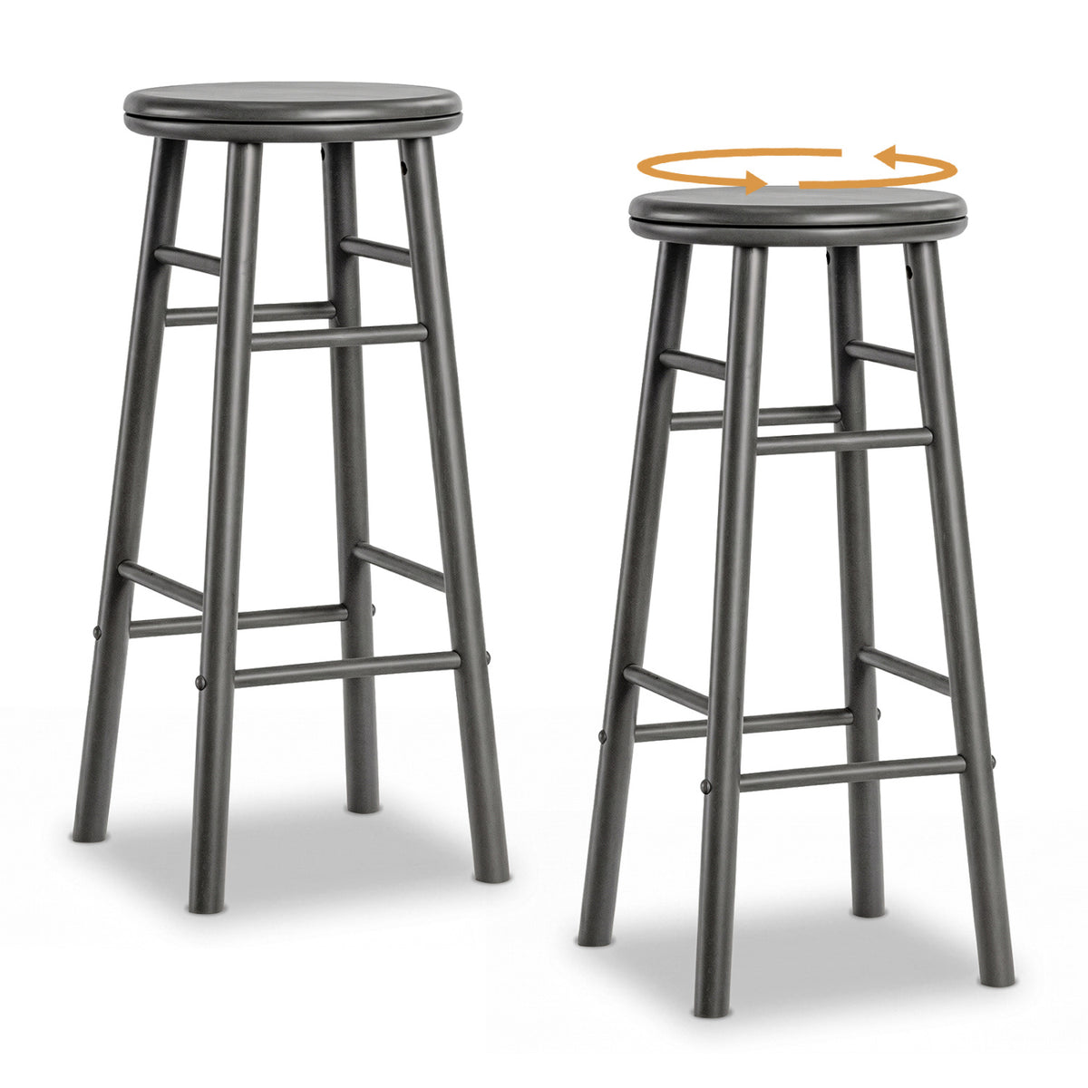 29" Swivel Bar Stools Set of 2, Gray Bar Stools at Gallery Canada