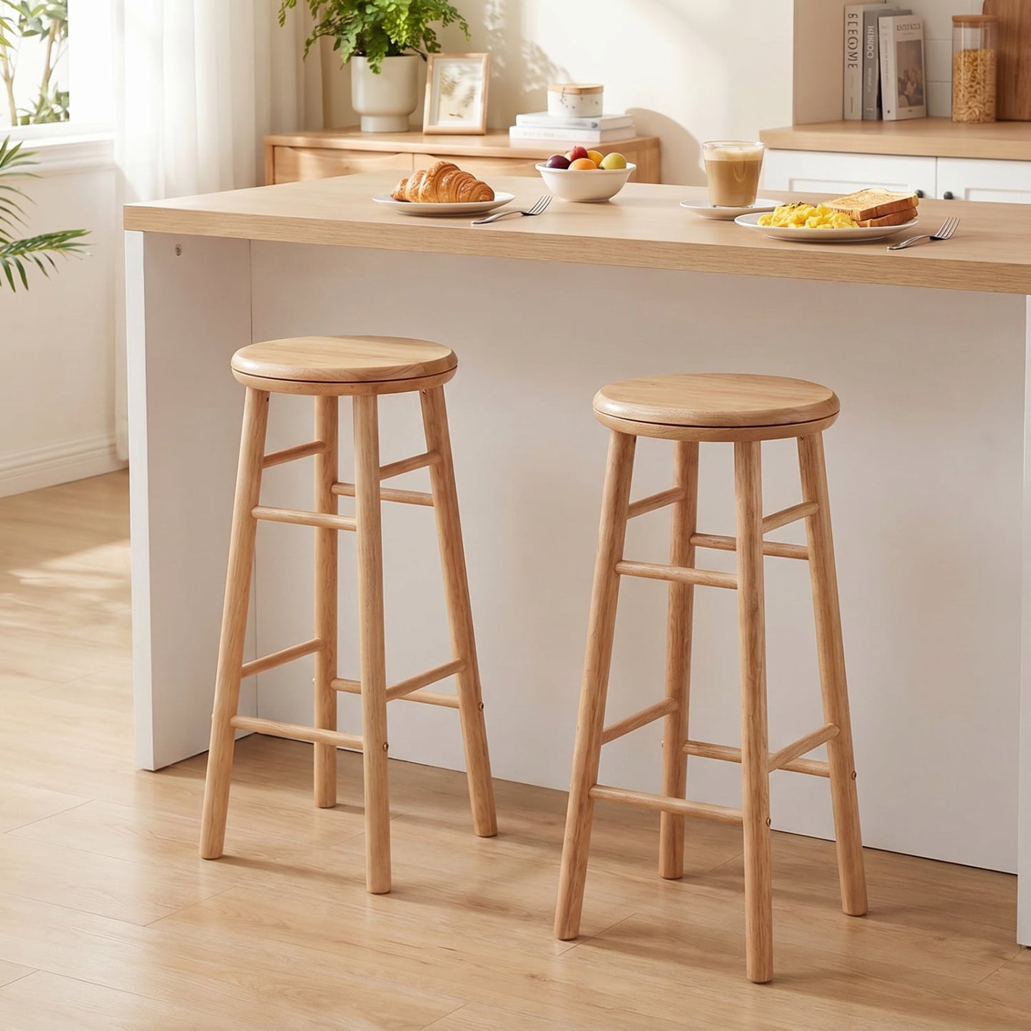 29" Swivel Bar Stools Set of 2, Natural Bar Stools at Gallery Canada