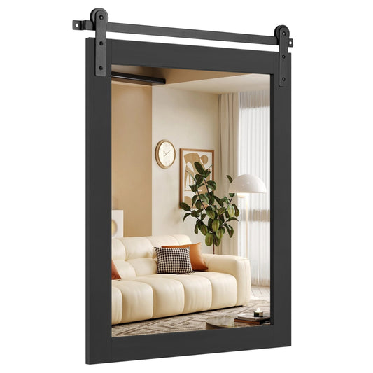 29" x 23" Rectangle Farmhouse Wall Mirror, Black Wall Mirrors Black at Gallery Canada