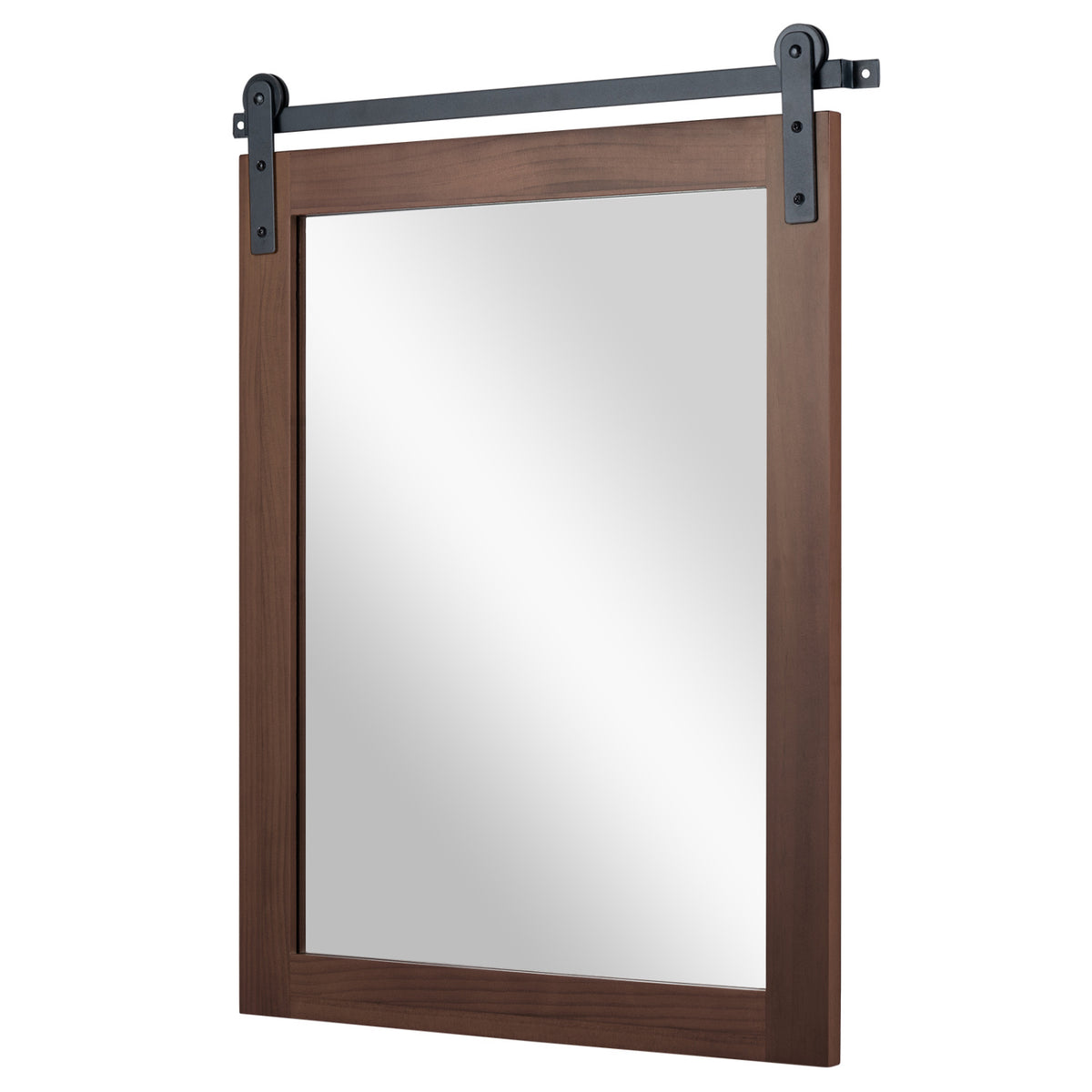 29" x 23" Rectangle Farmhouse Wall Mirror, Metal Bracket, Rustic Brown Wall Mirrors at Gallery Canada
