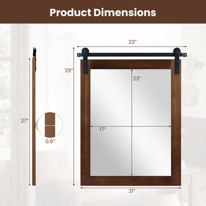 29" x 23" Rectangle Farmhouse Wall Mirror, Metal Bracket, Rustic Brown Wall Mirrors at Gallery Canada