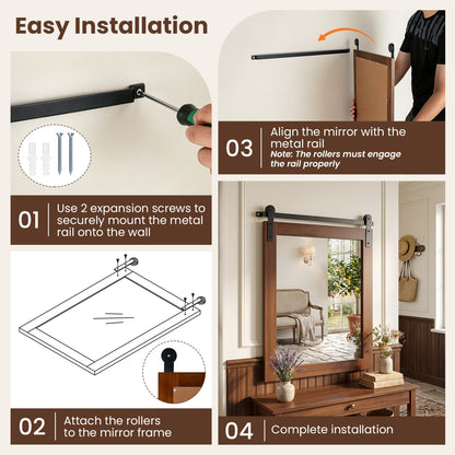 29" x 23" Rectangle Farmhouse Wall Mirror, Metal Bracket, Rustic Brown Wall Mirrors at Gallery Canada