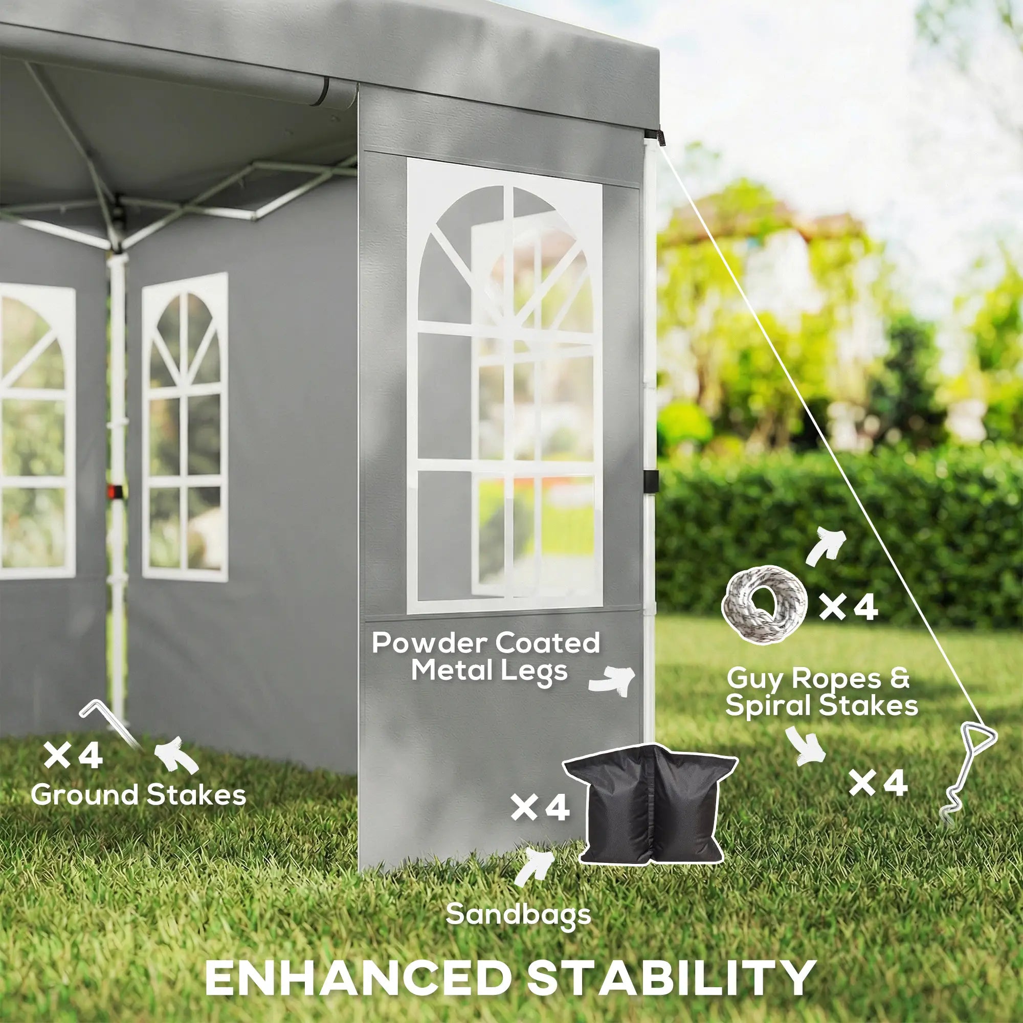 9.6 x 9.6 ft Pop Up Canopy Tent, 4 Sidewalls, UPF 50+, Light Grey Pop Up Canopies at Gallery Canada