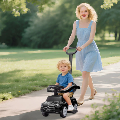 2-in-1 Sliding Walking Car for Toddlers, Black