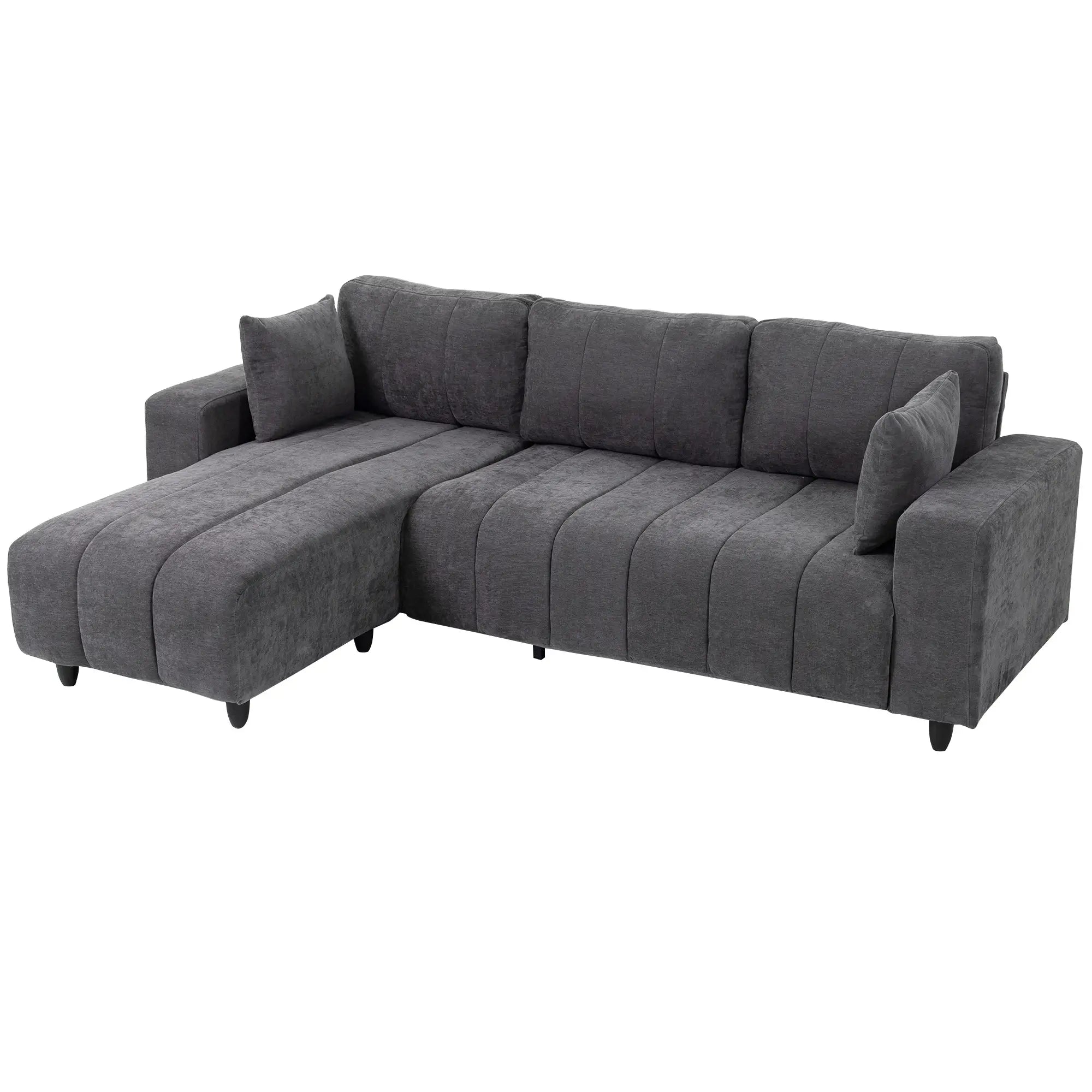 L-Shaped 3-Seater Sectional Sofa With Chaise, Spring Cushion, Grey L Shaped Couchs Charcaol Grey at Gallery Canada