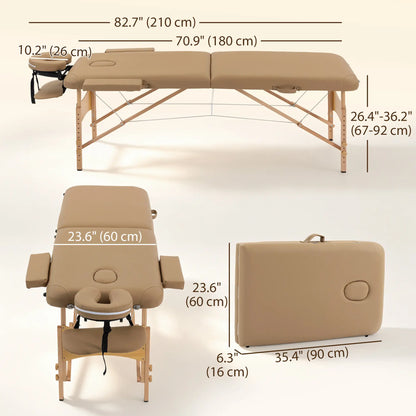 Height Adjustable Professional Salon Spa Facial Couch Bed, Portable Folding Massage Table, Light Brown Portable Massage Tables at Gallery Canada