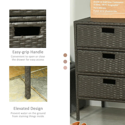 32" Rattan Wicker Patio Storage Cabinet With 3 Drawers Patio Storage Boxes at Gallery Canada