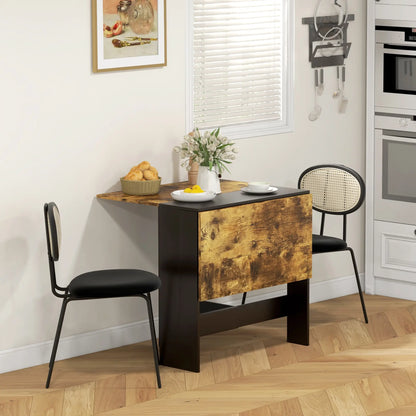 Drop Leaf Dining Table, Wood Folding Table, Black, Rustic Brown Bar Tables & Dining Tables at Gallery Canada